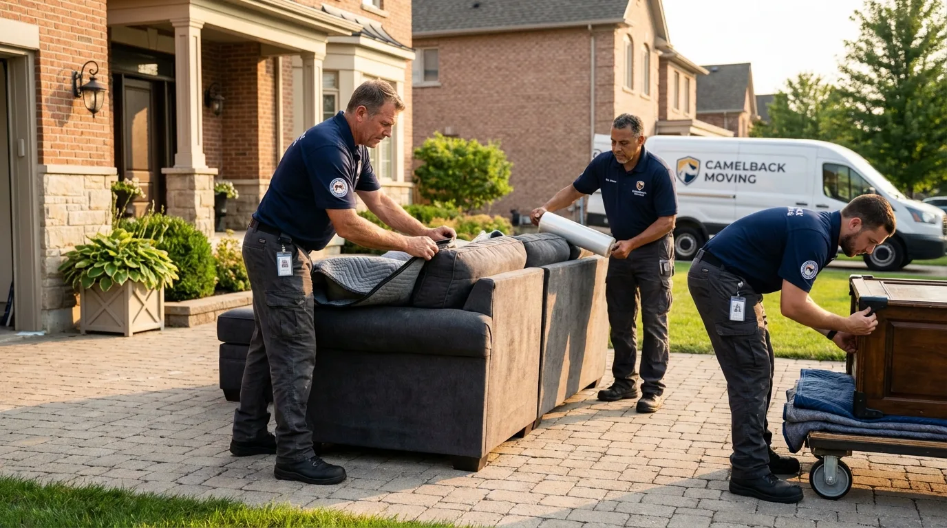 Large estate moving crew wrapping furniture in Seeley, CA