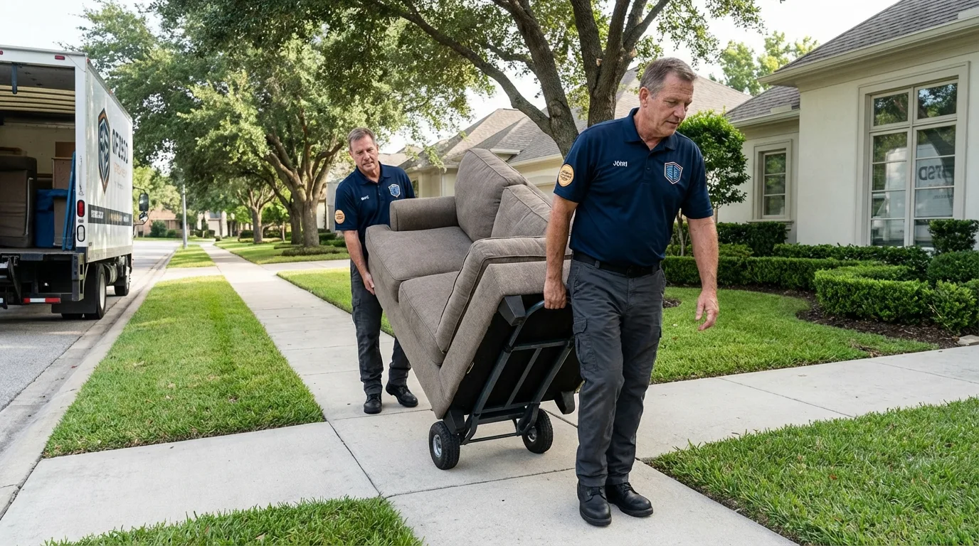 Local residential moving crew loading furniture in Seeley, CA